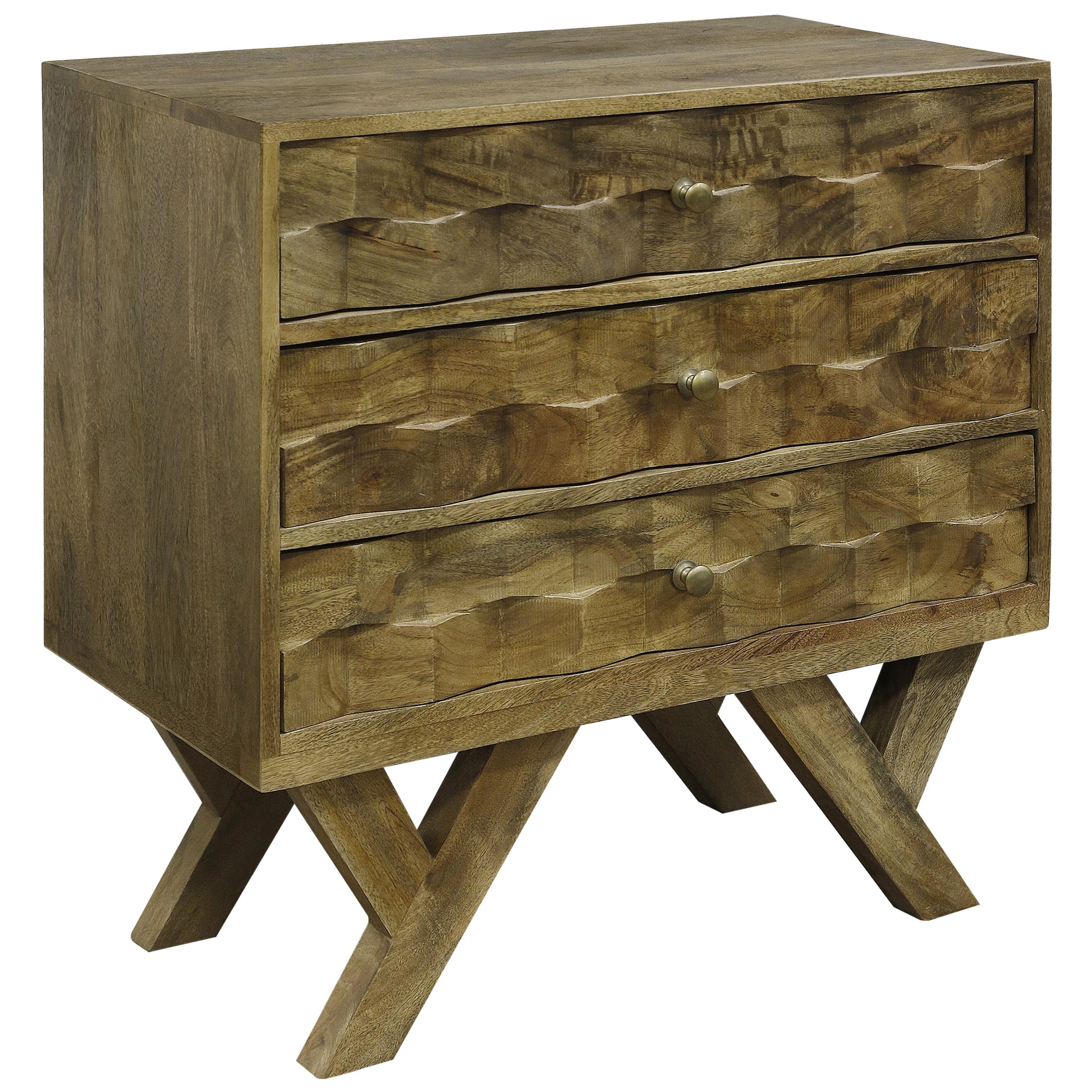 Three-Drawer Chest - Mango Wood - Honey Stain Finish