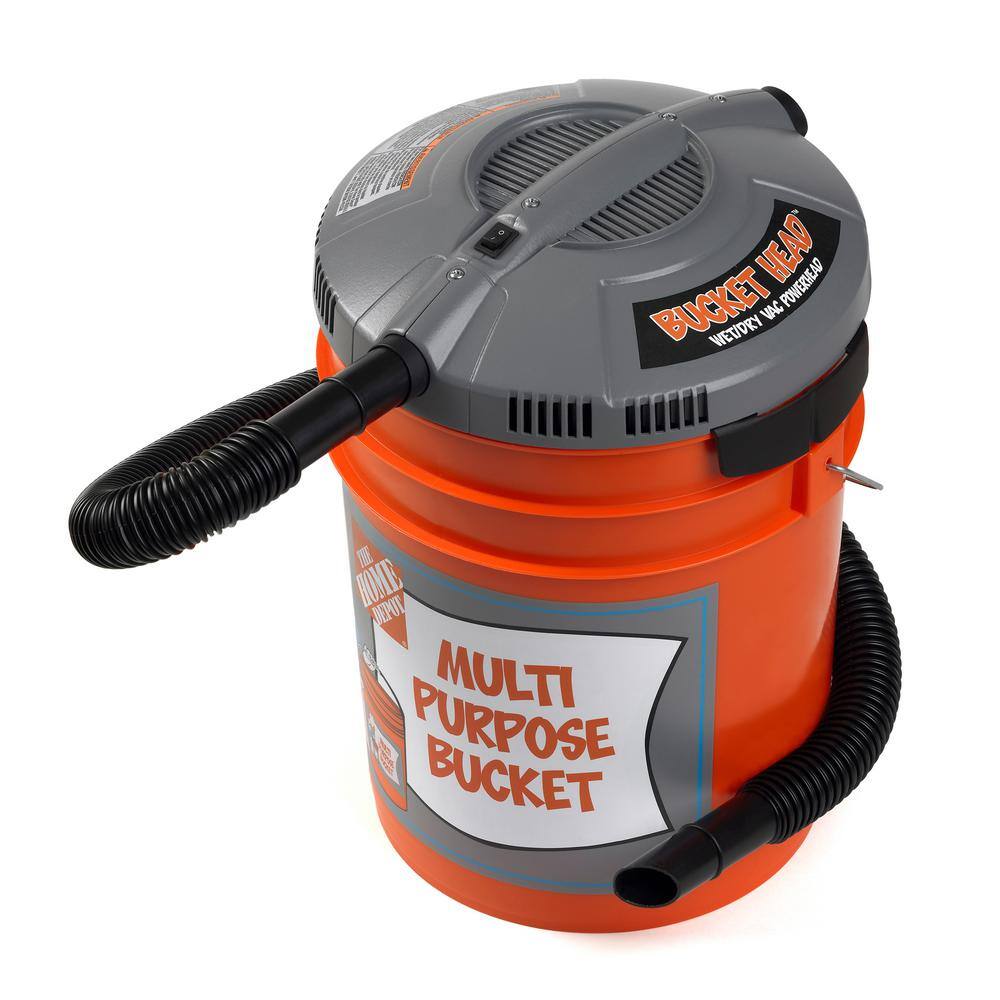 Bucket Head 5 Gallon 1.75 Peak HP WetDry Shop Vacuum Powerhead with Filter Bag and Hose