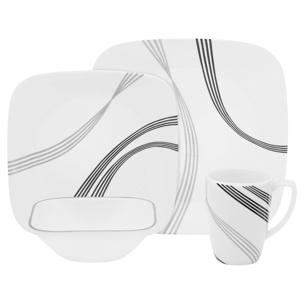 Corelle Boutique 16-Piece Modern Urban Arc Porcelain Dinnerware Set (Service for 4) 1085768