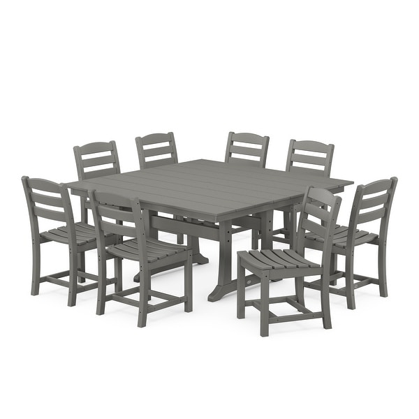 POLYWOOD La Casa Cafe 9Piece Farmhouse Trestle Dining Set