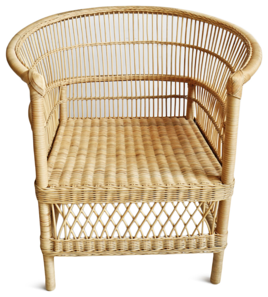 Raw Wicker Horseshoe Chair   Tropical   Armchairs And Accent Chairs   by Design Mix Furniture  Houzz