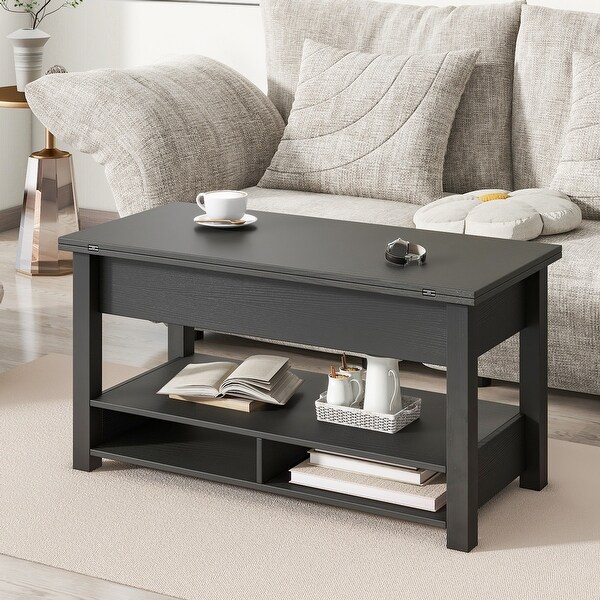 MultiFunctional Lift Top Coffee Table with Open Shelves