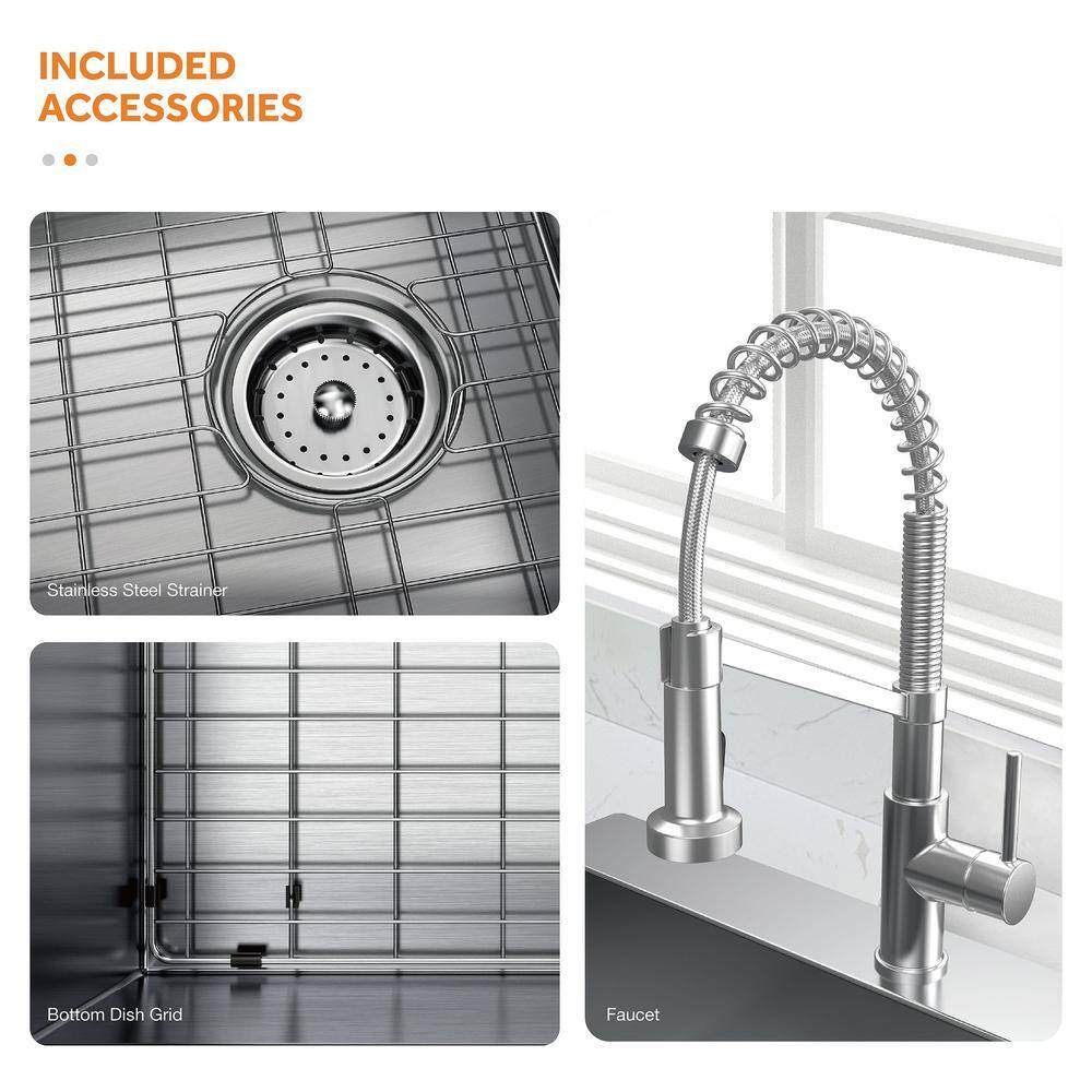 Glacier Bay All-in-One Drop-InUndermount Stainless Steel 25 in. Kitchen Sink VDR2522A1SA1