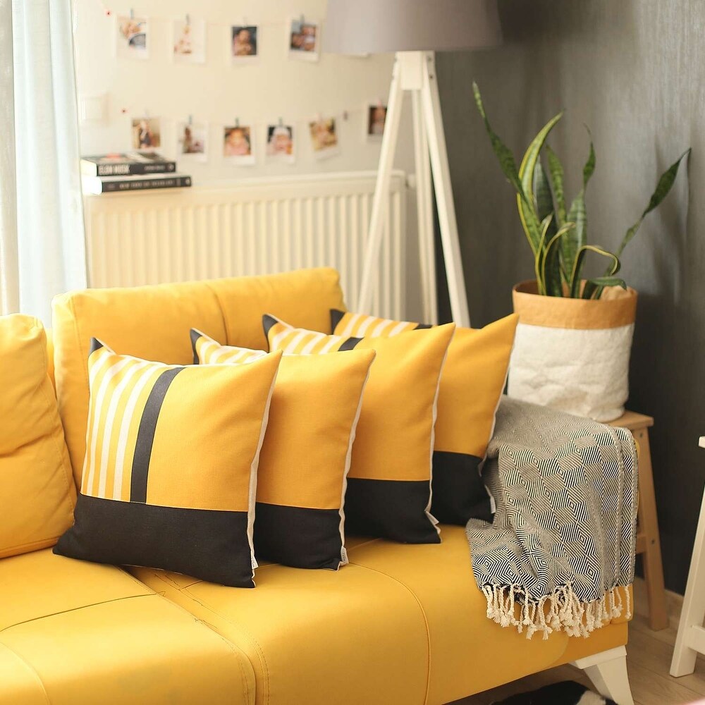 Yellow and Black Printed Pillow Covers