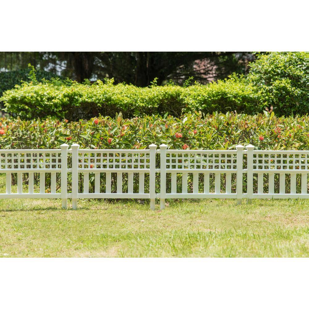 Gardenised 20 in. H White Vinyl Garden Gate Patio Picket Fence Flower Bed Border Edging QI003741.WL