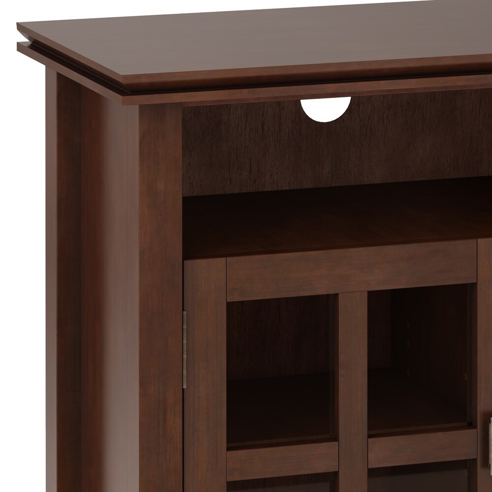 WYNDENHALL Stratford SOLID WOOD 48 inch Wide Contemporary TV Media Stand in Russet Brown For TVs upto 55 inches