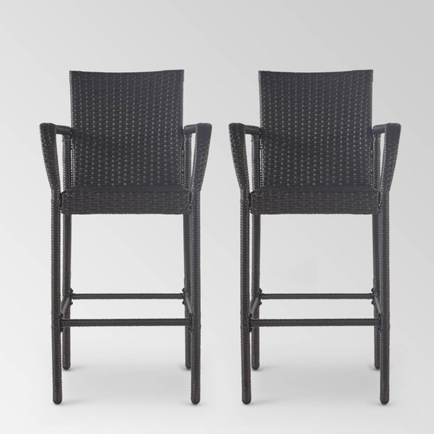 Delfina Set Of 2 Wicker Barstool Christopher Knight Home