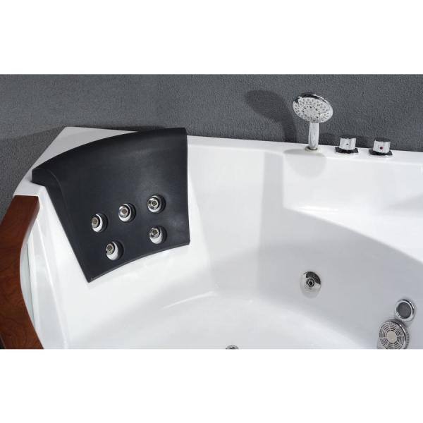 EAGO 59 in. Acrylic Offset Drain Corner Apron Front Whirlpool Bathtub in White AM197ETL