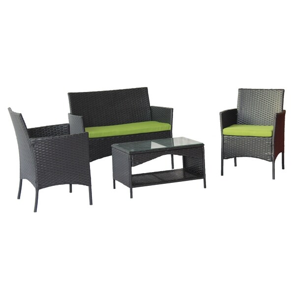 4 Piece Patio Outdoor Rattan Furniture for Garden - Overstock - 37028747