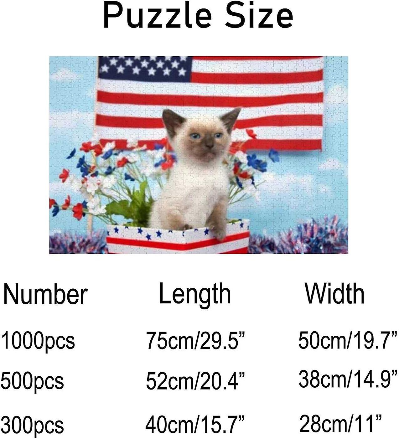 Colourlife Jigsaw Puzzles Artwork Gift For Adults Teens Kitten With American Flag Wooden Puzzle Games 500 Pieces， Multicolored