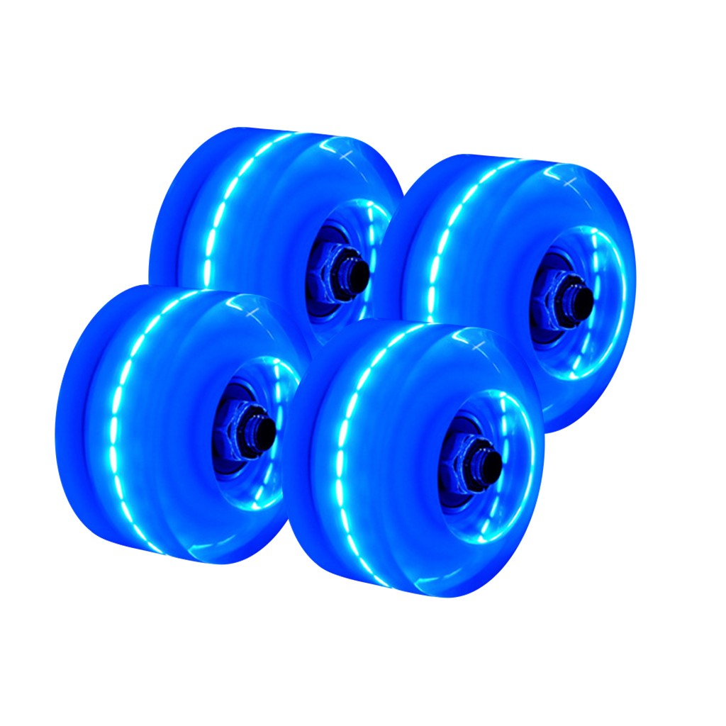 Egmy Luminous Light Up Quad Roller Skate Wheels With Bankroll Bearings Installed 4Pc