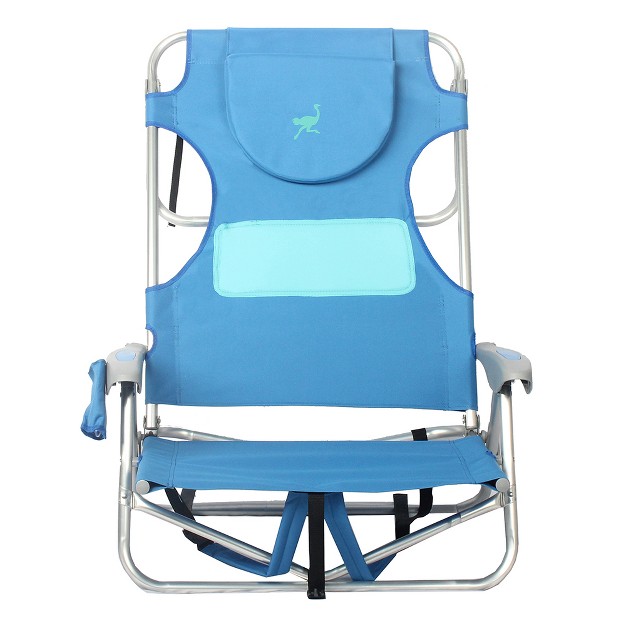 Ostrich Ladies Comfort amp On your back Lightweight Beach Reclining Lawn Chair With Backpack Straps Outdoor Furniture For Pool Camping Or Patio Blue