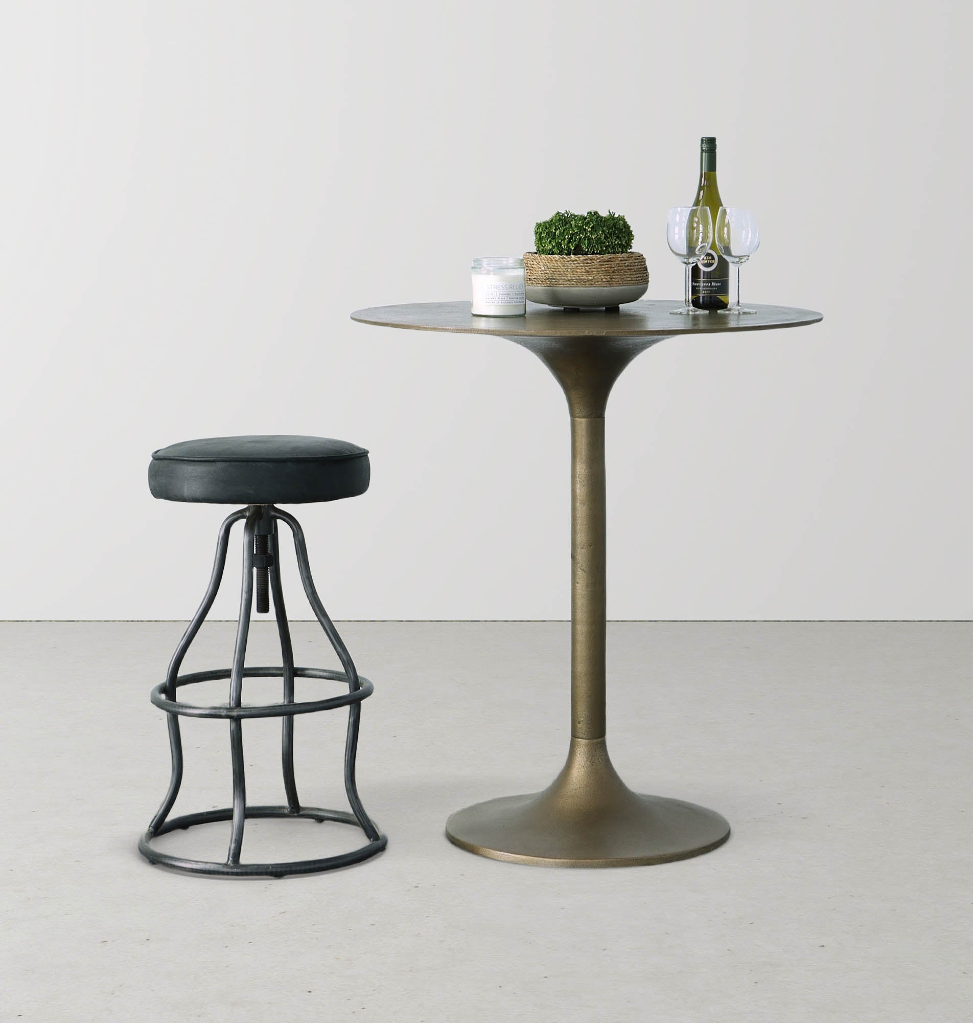 Bowie Bar Stool - Distressed Black Leather