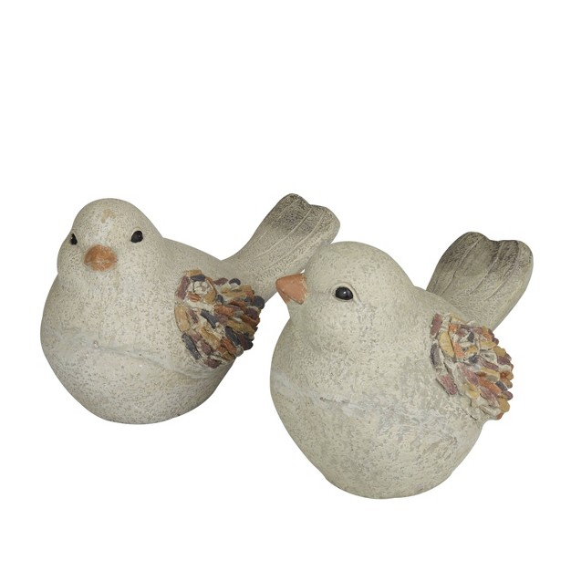 Set Of 2 Magnesium Oxide Farmhouse Birds Garden Sculpture Gray Olivia amp May