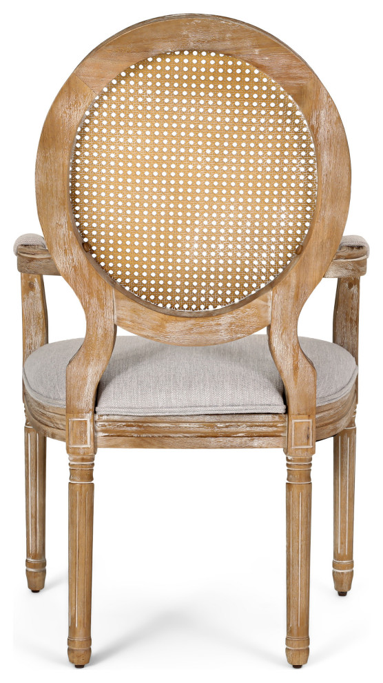 Aisenbrey Wood and Cane Upholstered Dining Chair   Tropical   Dining Chairs   by GDFStudio  Houzz