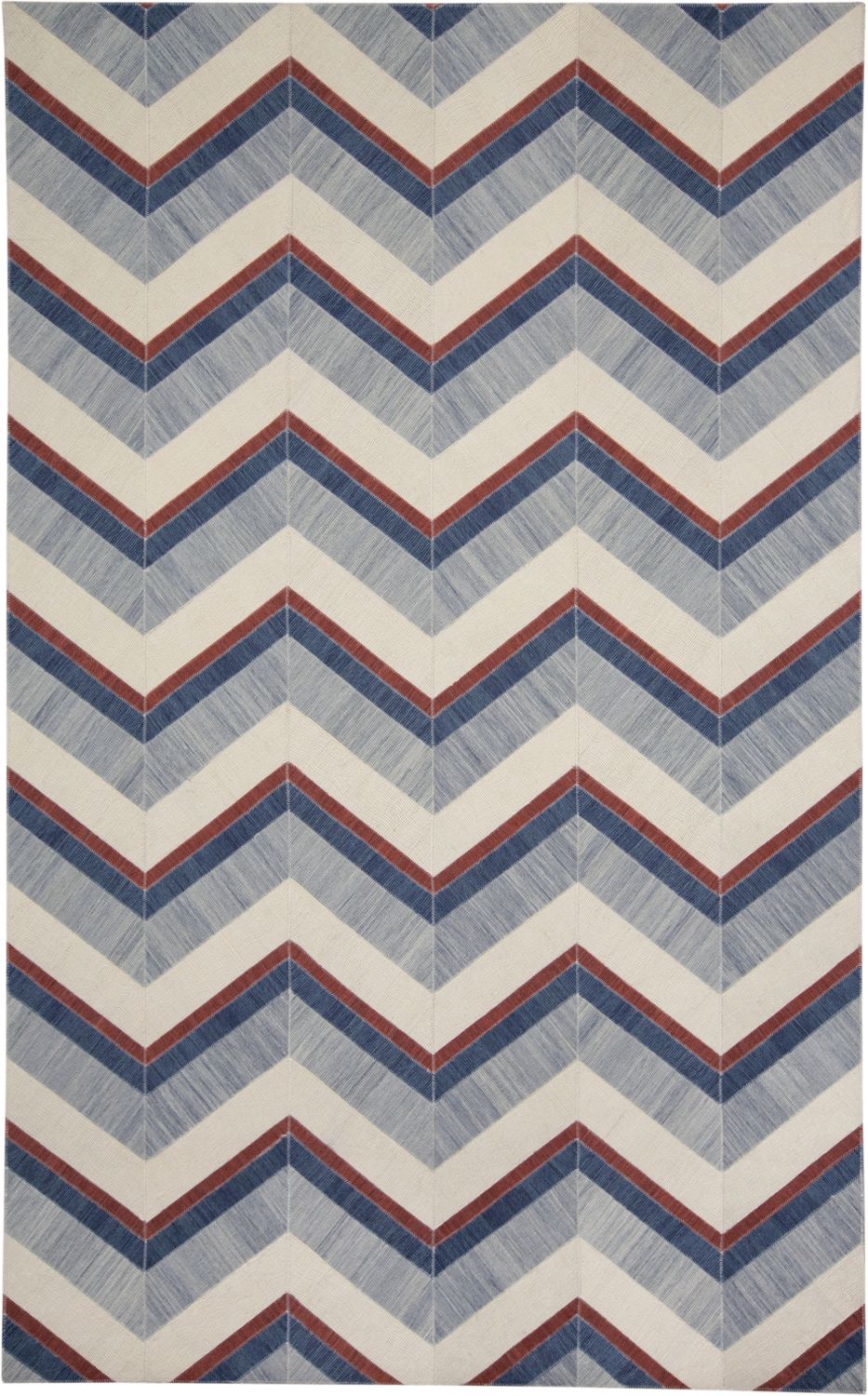 Bromham Flatweave Blue and Red Rug by BD Fine