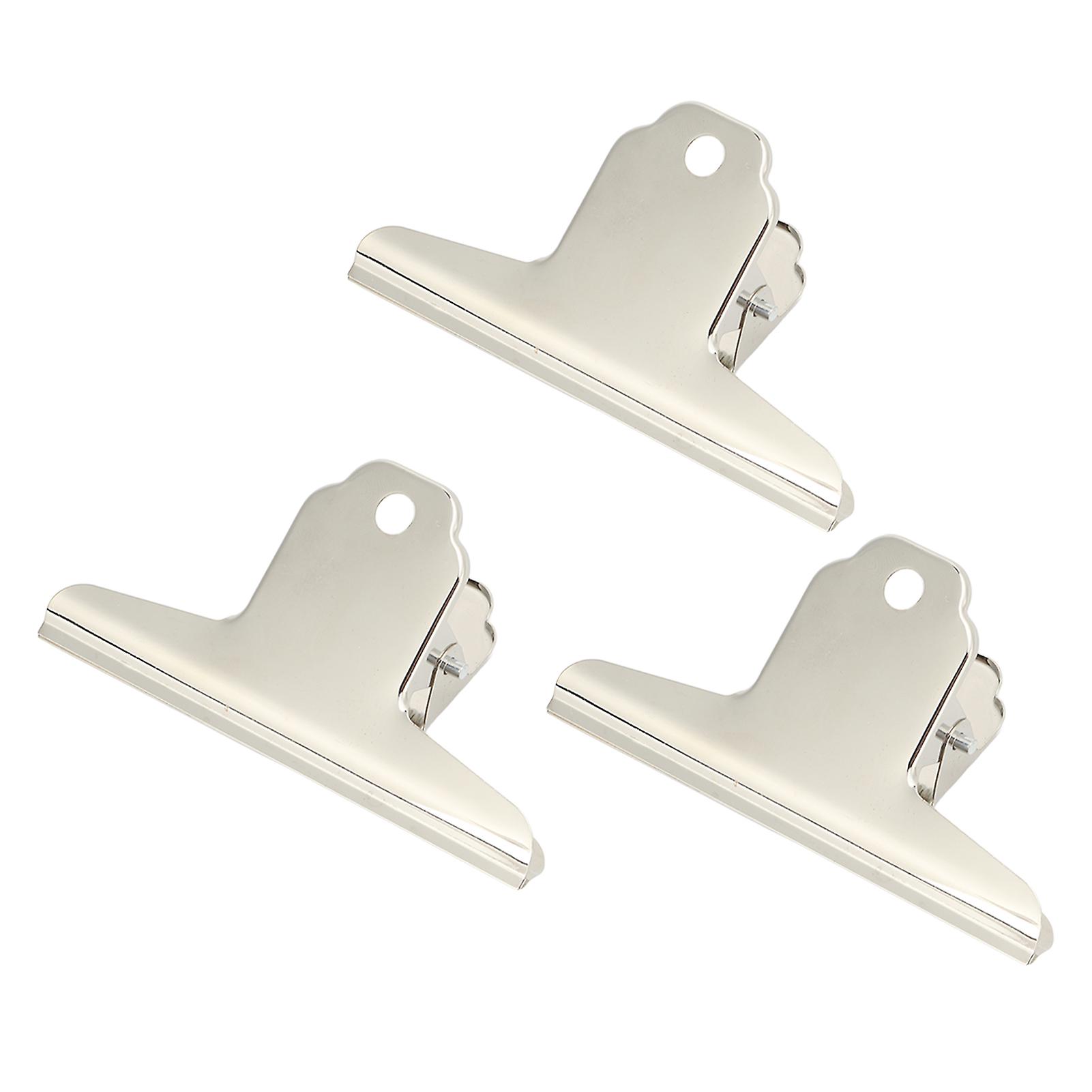 3pcs Bulldog Clips Smoother Edges Strong Clamping Force Metal Hinge Clips For Crafts Food Bags Photos Maps Home Office