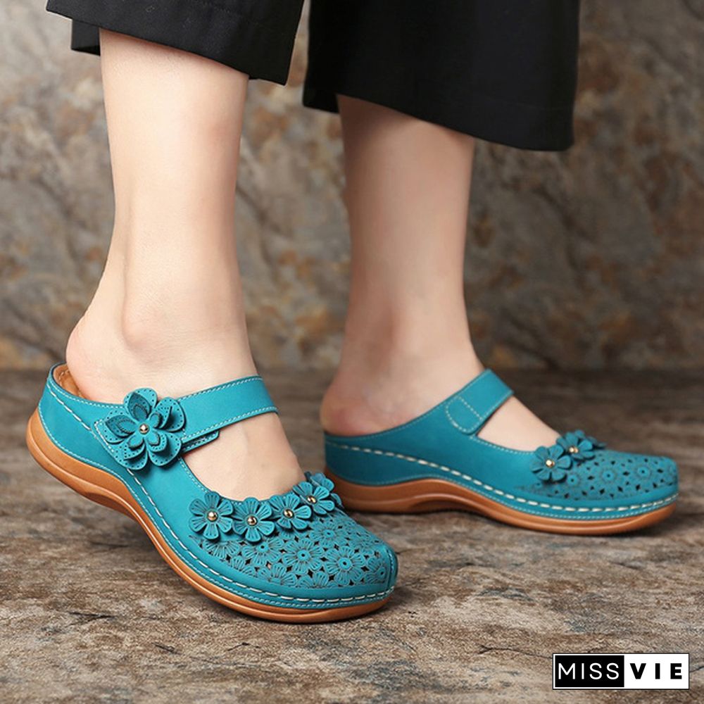 Women Vintage Style Sandals Flats Shoes Summer Casual Shoes Retro Shoes for Women Leather Shoes