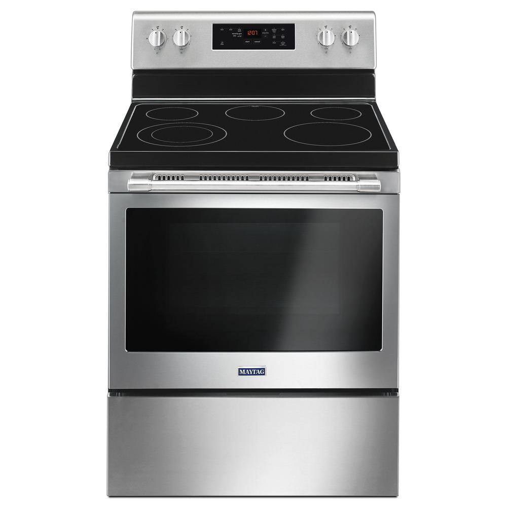 Maytag 5.3 cu. ft. Electric Range with Shatter-Resistant Cooktop in Fingerprint Resistant Stainless Steel MER6600FZ