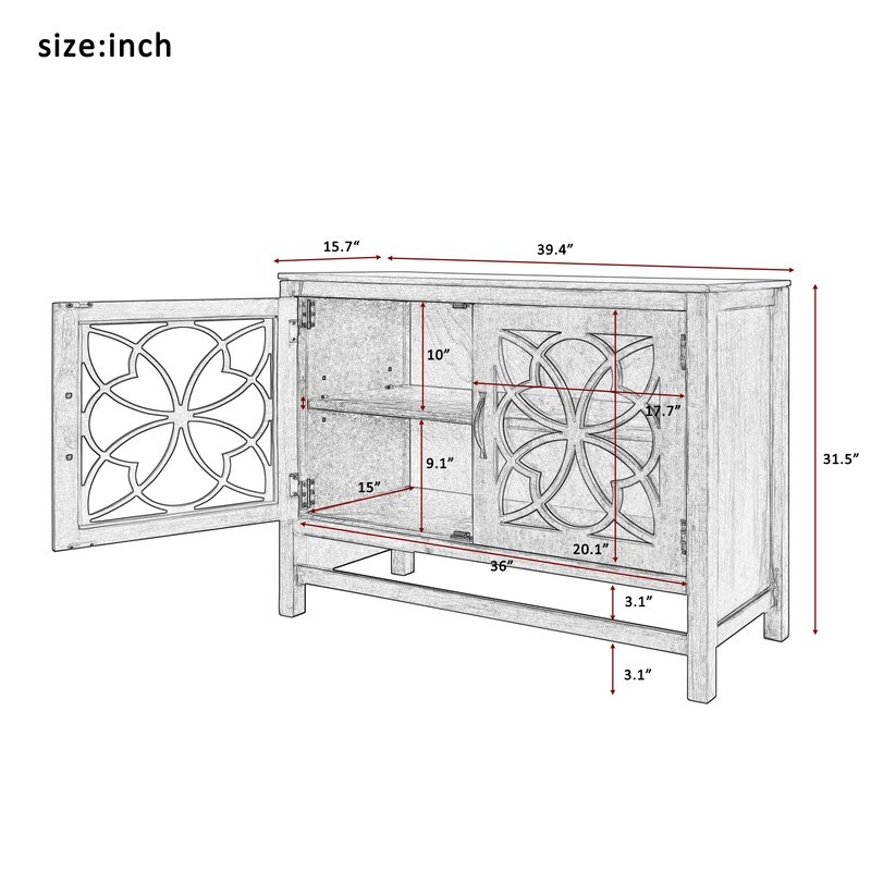 Accent locker with adjustable shelves  French wood sideboard and buffet table