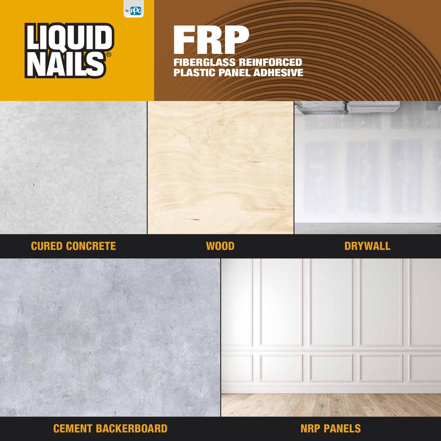 Liquid Nails FRP Fiberglass Reinforced Plastic Panel High Strength Acrylic Latex Adhesive 3.5 gal