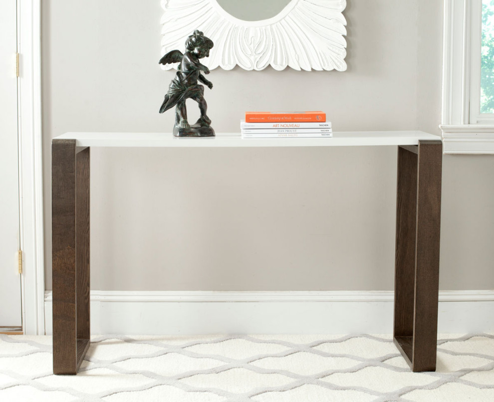 Manalo Mid Century Scandinavian Lacquer Console Table White/ Dark Brown   Modern   Console Tables   by Virgil Stanis Design  Houzz