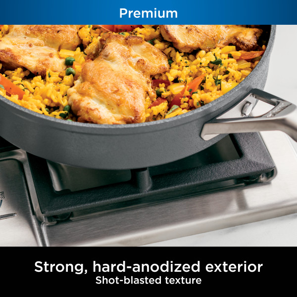 Ninja Foodi NeverStick Premium Hard-Anodized 3-Quart Sauté Pan with Glass Lid C30130