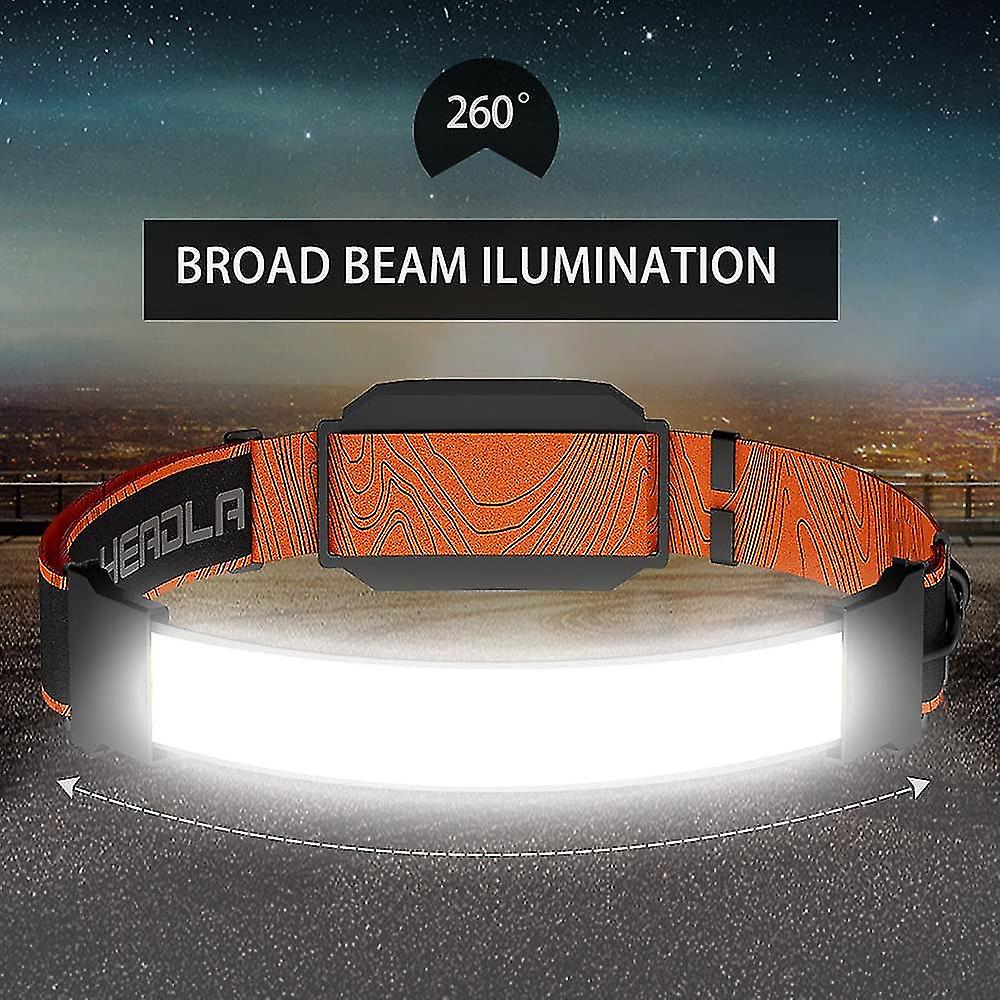 Headlamp Rechargeable， 2-pack Head Lamp Flashlight Broad Beam Usb Led Headlight With Red Safety Taillight Ultra Bright Hard Hat Light Head Light