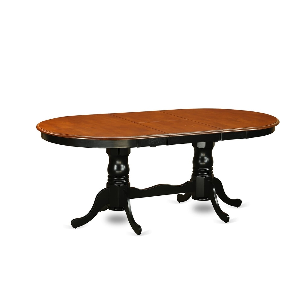 East West Furniture Dining Table Set  an Oval Dining Room Table and Wooden Seat Chairs  Black   Cherry (Pieces Options)