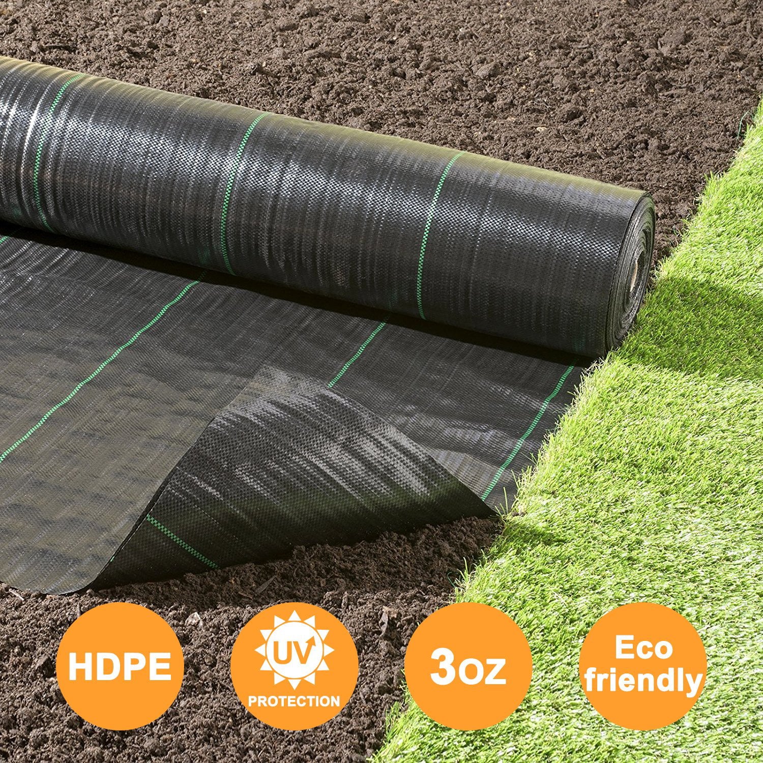 Agfabric Landscape Garden Mat - 5x16ft Heavy PP Woven Weed Barrier Fabric All Purpose Folded for Raised Bed,Soil Erosion Control and UV Resistant