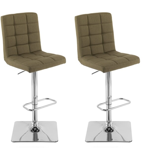 Heavy Duty Gas Lift Adjustable Barstool in Tufted Fabric， set of 2