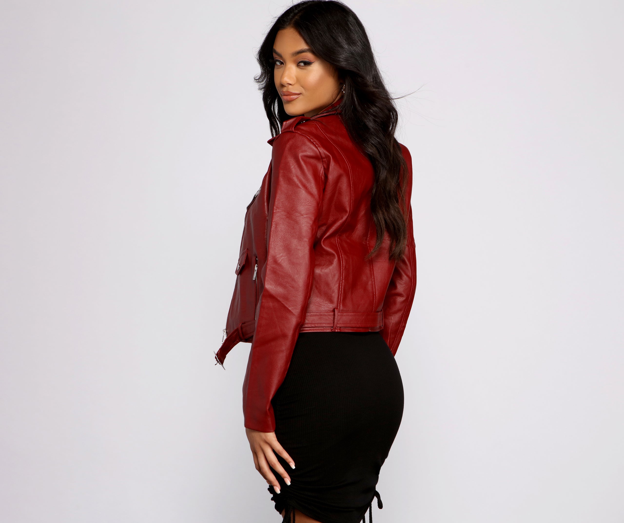 Belted Baddie Faux Leather Moto Jacket