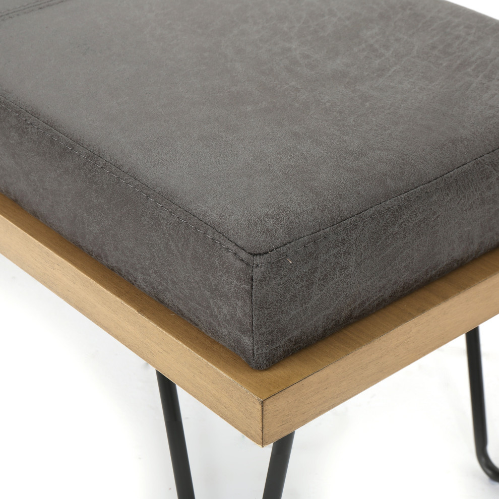 GDF Studio Elaina Industrial Modern Microfiber Bench   Midcentury   Upholstered Benches   by GDFStudio  Houzz