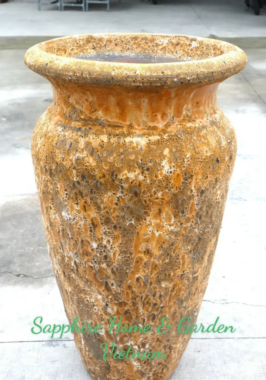 Vietnamese Ceramic Pots for Plants Garden outdoor pottery Large Rustic Atlantis Pots Mix with Glazed Pots wholesales distributor