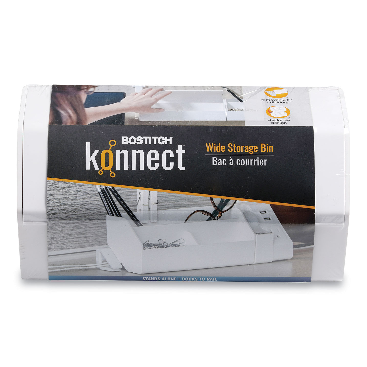 Konnect Desktop Organizer Wide Storage Bin by Bostitchandreg; BOSKTWCUPWHITE