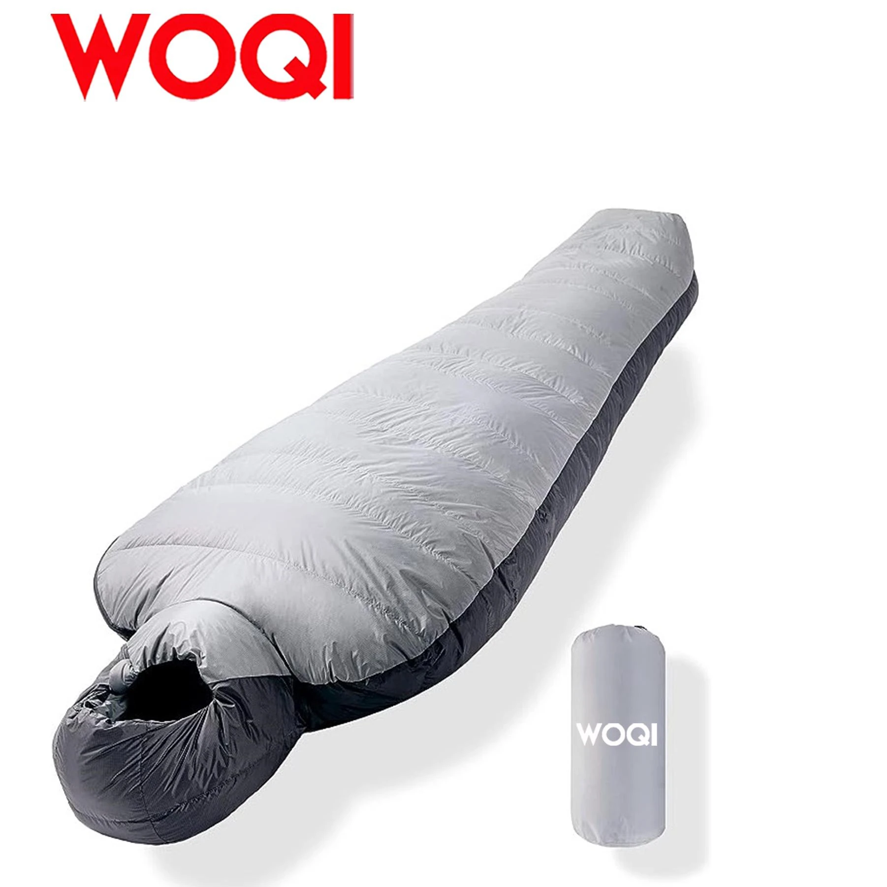 WOQI Lightweight Single mummy sleeping bag with 800g duck down for cold weather