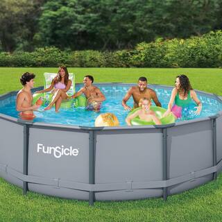 Funsicle Oasis 14 ft. Round 42 in. Deep Metal Frame Round Above Ground Pool with Pump P4001442B