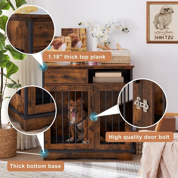 Indoor Dog Crate End Tables， Wooden Kennels with Removable Tray