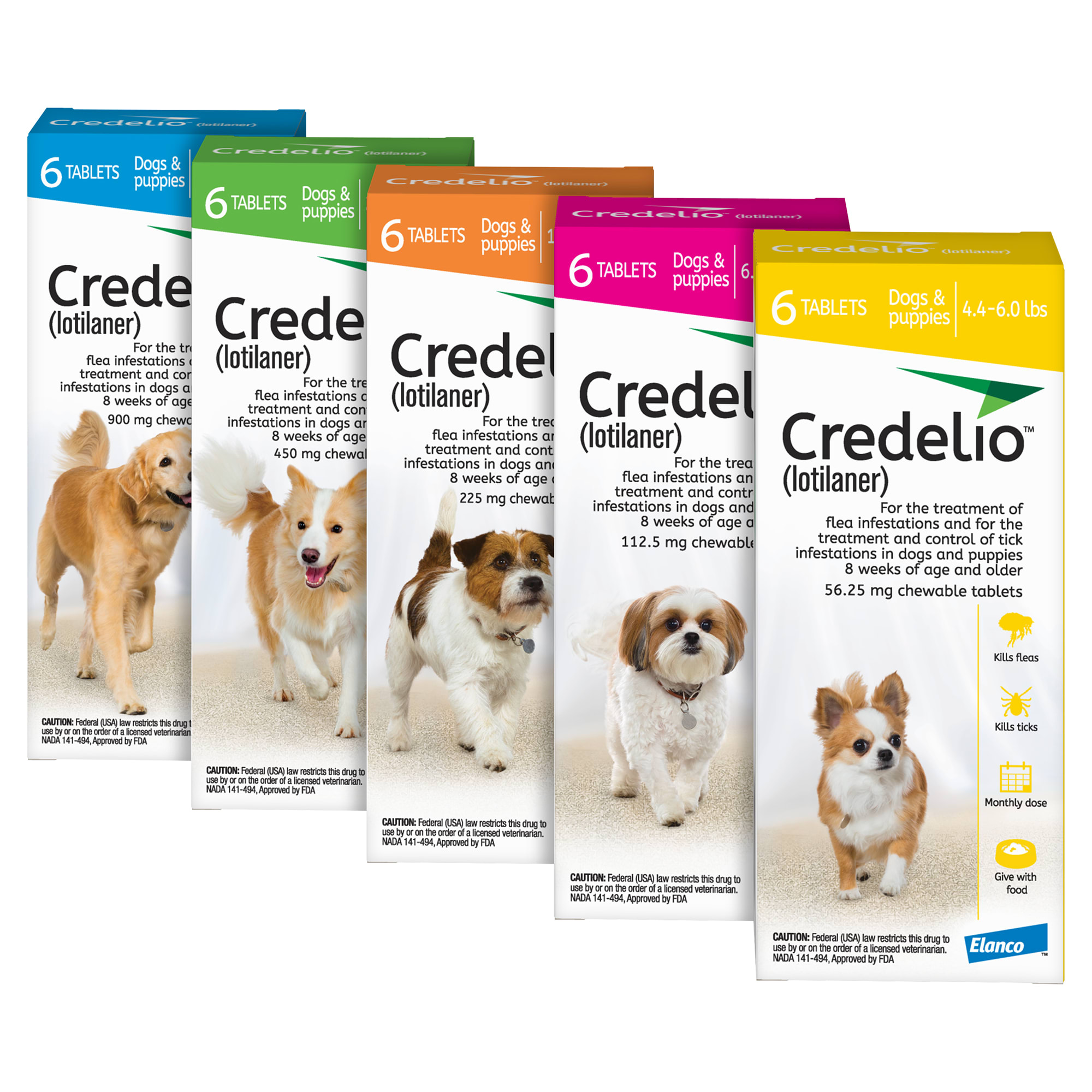 Credelio Chewable Tablet for Dogs 6.1-12 lbs， 1 Month Supply