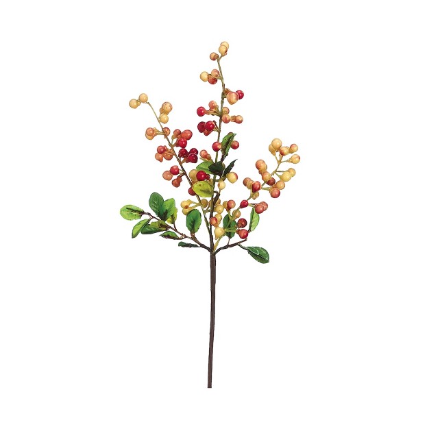 Yellow And Red Spring Berry Artificial Decorative Spray