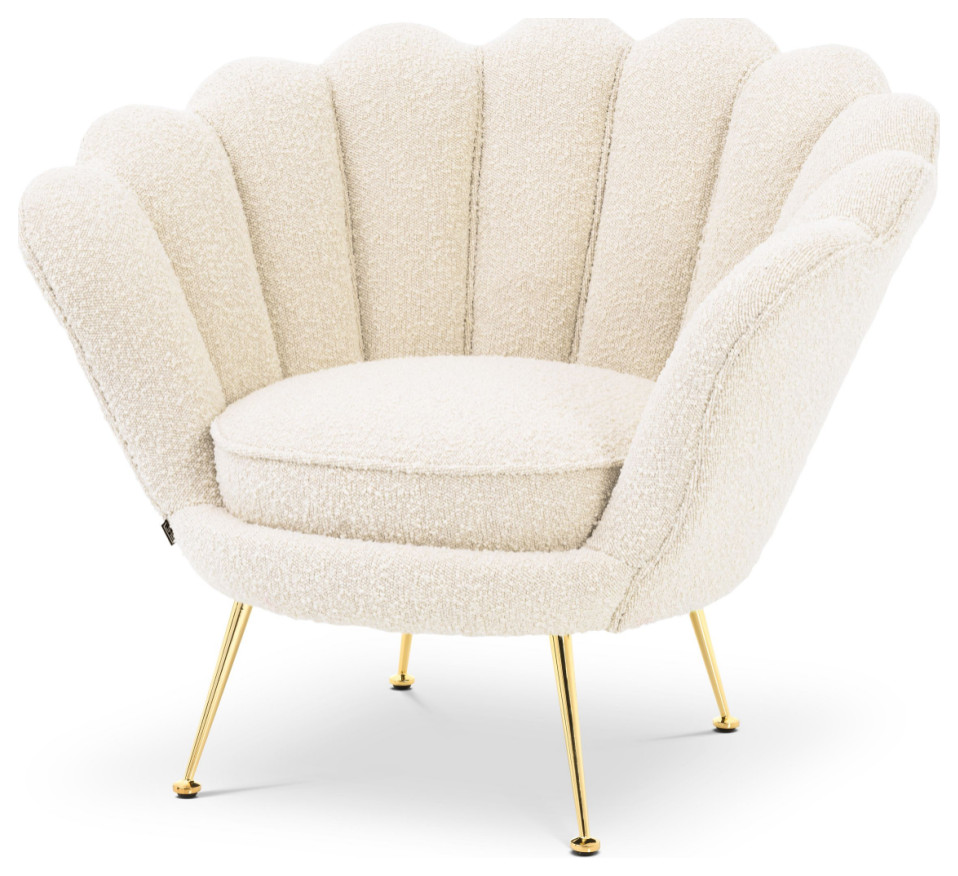 Boucl√© Upholstered Scalloped Accent Chair  Eichholtz Trapezium   Midcentury   Armchairs And Accent Chairs   by Oroa   Distinctive Furniture  Houzz