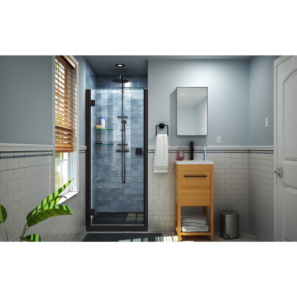 DreamLine Lumen 36 in. D x 36 in. W by 74 3/4 in. H Hinged Shower Door and Base Kit   36\