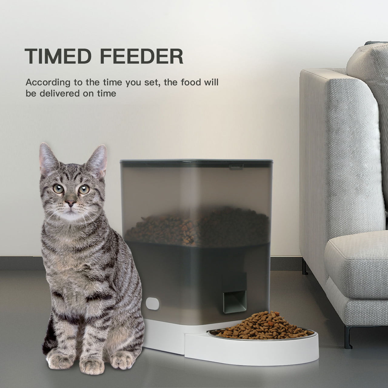 Petlivat Automatic Pet Feeder， 5G WiFi Pet Feeder with APP Control， Dry Food， Up to 10s Meal Call for Cat and Dog