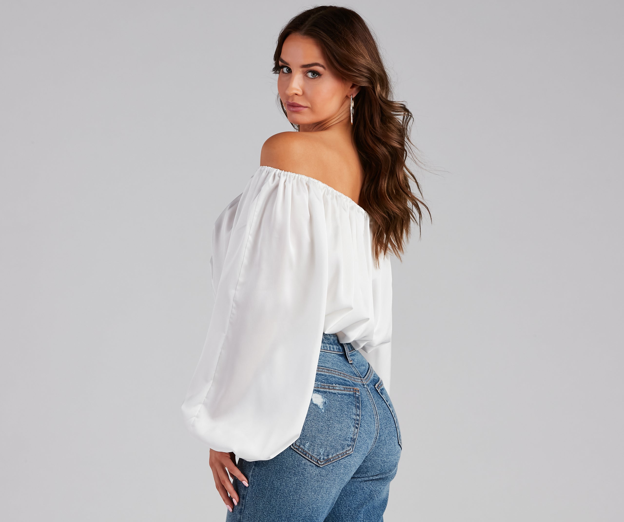 Luxe Satin Off The Shoulder Top