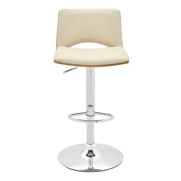 Thierry Adjustable Swivel Faux Leather and Metal Bar Stool