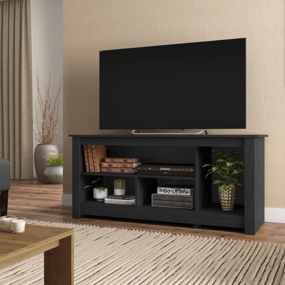 Boahaus Duluth Black TV Stand with Ample Storage Space for Living Room