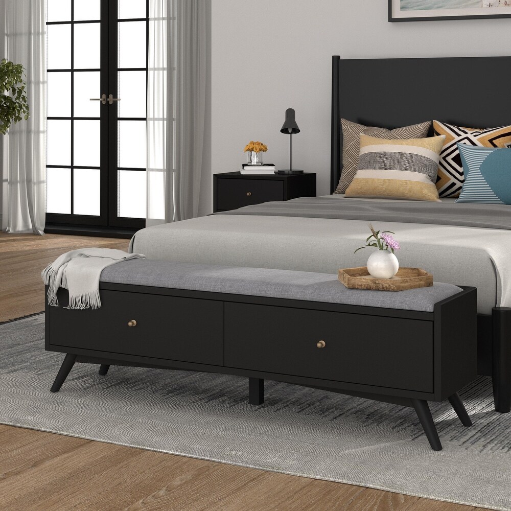 Alpine Furniture Flynn Wood Bench in Black