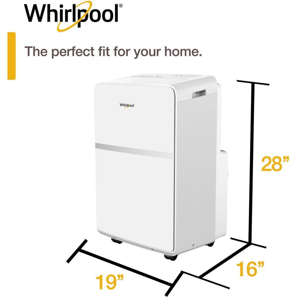 Whirlpool 13000 BTU (8000 BTU DOE) Portable HeatCool Air Conditioner with Remote Digital Display Timer Auto Restart in White WHAP13HBWC