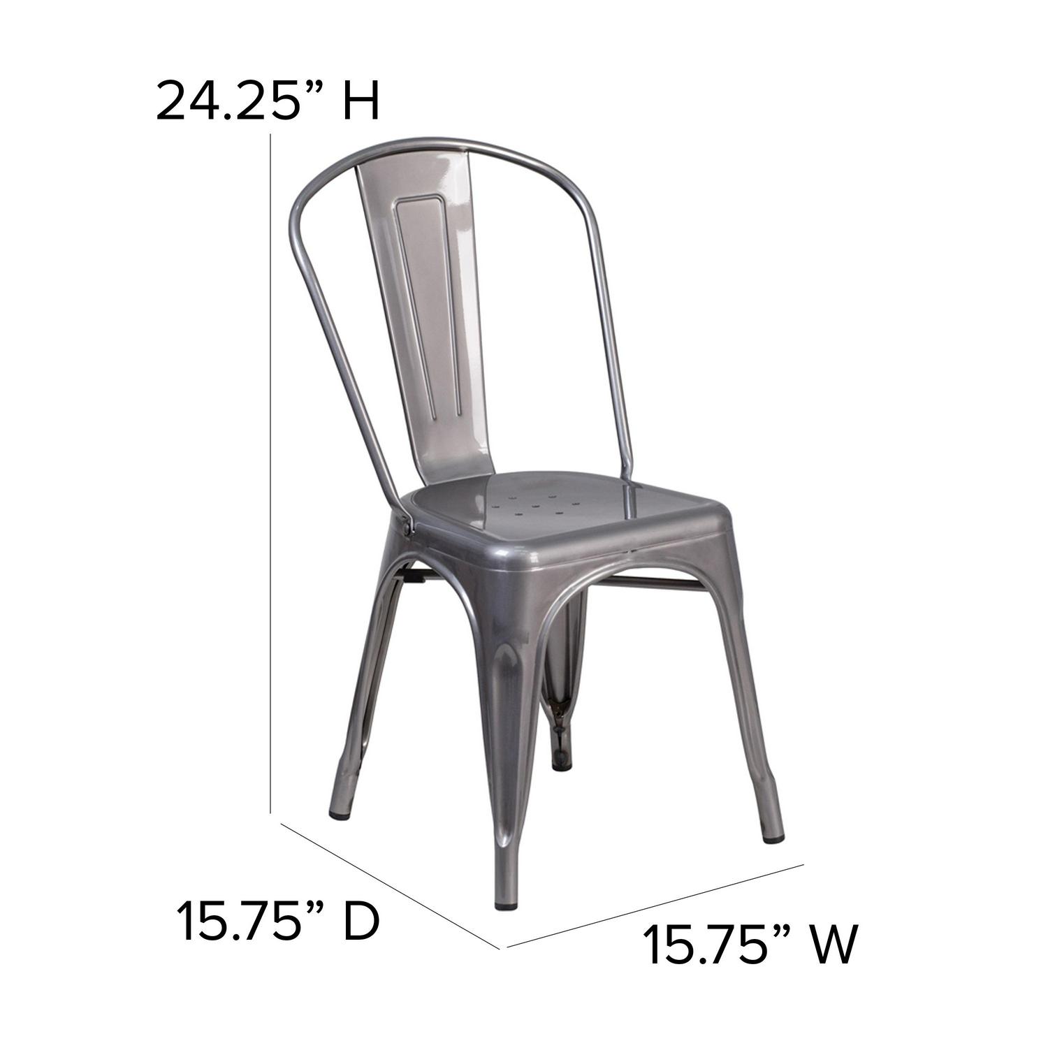 Flash Furniture Clear Coated Metal Indoor Stackable Chair