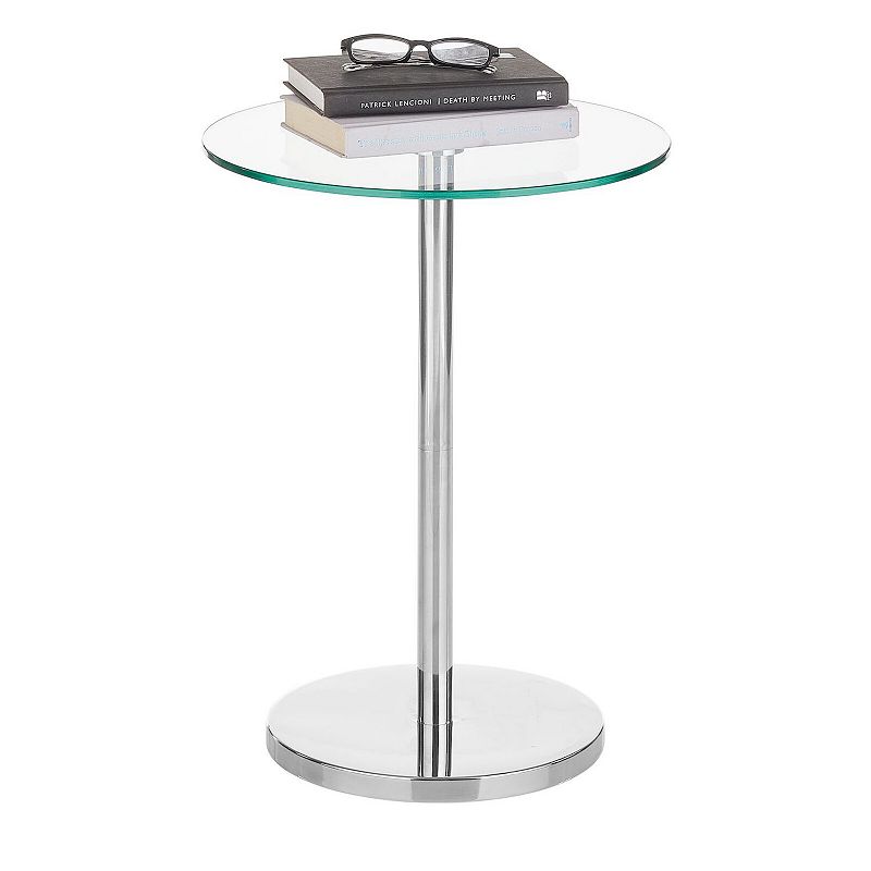 mDesign Metal/Glass Top Round Accent Side/End Drink Table